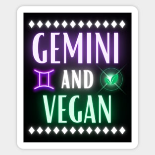 Gemini and Vegan Retro Style Neon Sticker